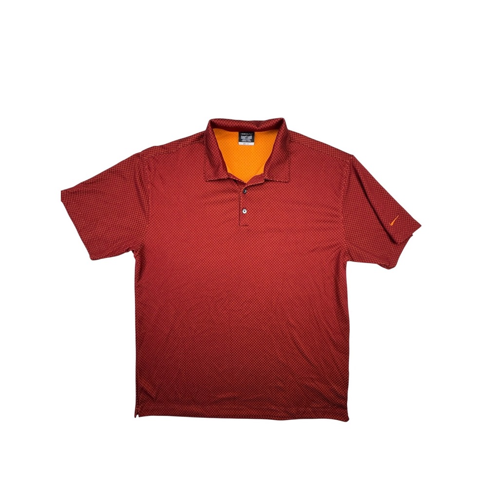 Nike Golf Polo Shirt Mens XL Red Orange‎ Dri-Fit Textured Mesh 286776-677